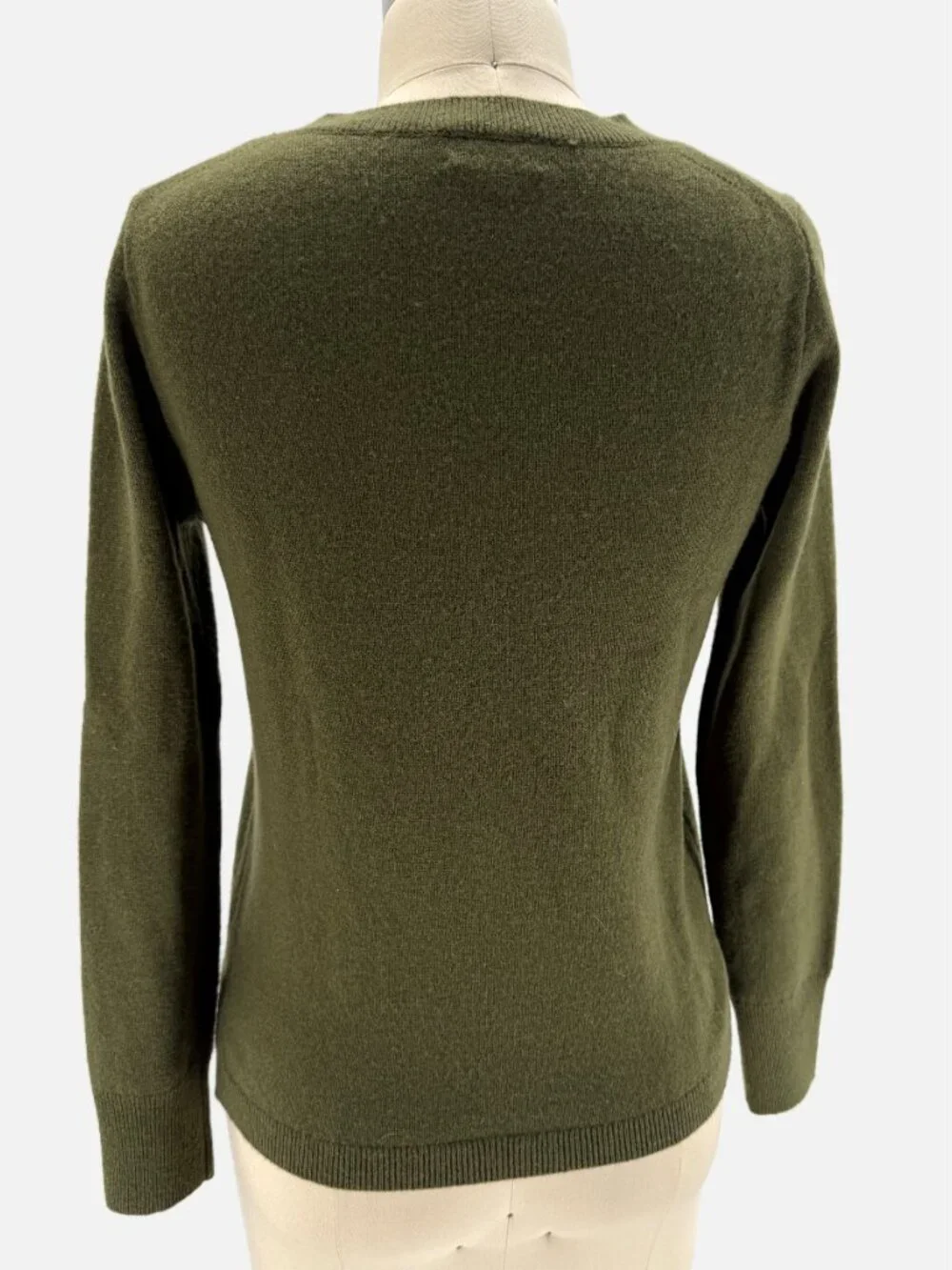 J. Crew 100% Cashmere Olive Green Knit Crew Neck Sweater S